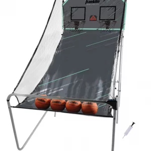 Franklin Sports Basketball Arcade Shootout - Indoor Electronic Double Basketball Hoop Game - Dual Hoops Pro Basketball Shooting with Electronic Scoreboard + (4) Basketballs - 2 Player Shooting Game