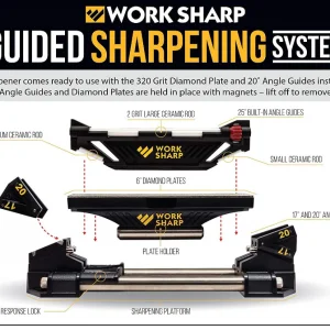 Work Sharp Guided Sharpening System, Diamond and Ceramic Dry Stone Knife Sharpener for axes, garden tools, knives, without water or oil Black