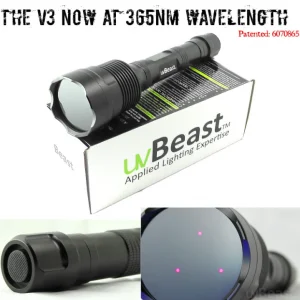 V3 365nm Black Light UV Flashlight – HIGH Definition Ultraviolet - HIGH Power and Long Range Professional Grade Beam Best for Professional/Commercial