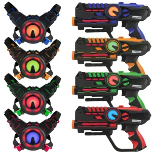 ArmoGear Laser Tag – Laser Tag Guns with Vests Set of 4 – Multi Player Lazer Tag Set for Kids Toy for Teen Boys & Girls – Outdoor Game for Kids, Adults and Family – Ages 8+