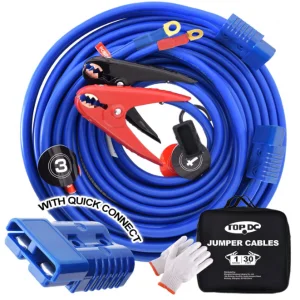 Quick Connect Plug Cables, 1 Gauge 30 Feet 800A Booster with UL Listed Clamps, Heavy Duty Booster Jumper Cables for Car, SUV and Trucks with Carry Bag