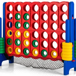 Costzon Giant 4-in-A-Row, Jumbo 4-to-Score Giant Games for Kids & Adults, Indoor Outdoor Party Family Connect Plastic Game, 4 Feet Wide by 3.5 Feet Tall w/42 Jumbo Rings & Quick-Release Slider
