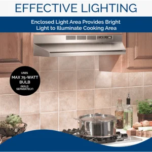 Broan-NuTone 413004 Non-Ducted Ductless Range Hood with Lights Exhaust Fan for Under Cabinet, 30-Inch, Stainless Steel